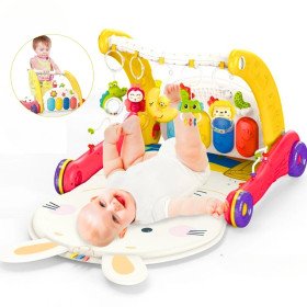 سجادة لعب مشاية الأطفال 2 في 1، لوحة بيانو قابلة للإزالة على الوجهين، تعلم الجلوس والوقوف