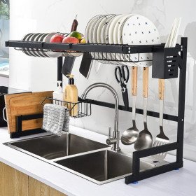 Égouttoir à vaisselle sur l'évier, avec crochets et support pour planche جفيف الأطباق فوق الحوض مع خطافات وحامل لوح التقطيع 6,800دج 6800